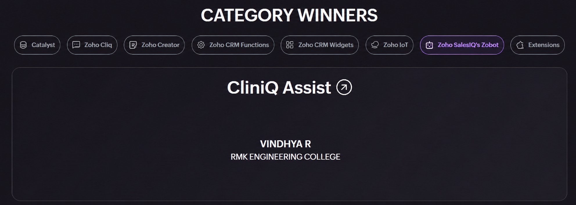 Zoho SalesIQ Zobot — Category Winner